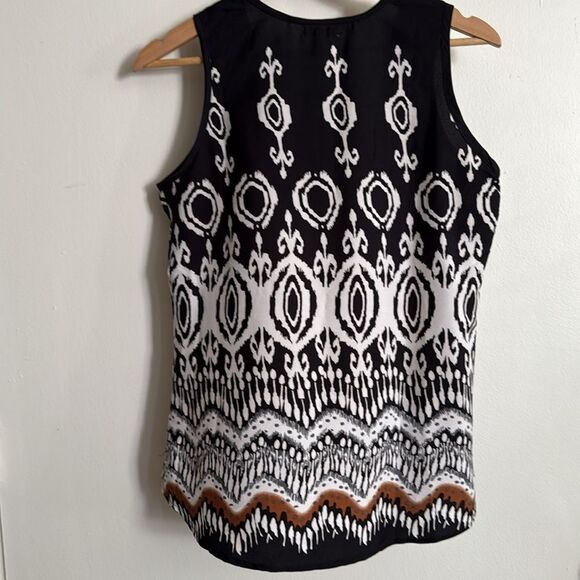 AntiliaโFemme Sleeveless Tribal Printโ Top Small Black White Brown Boho Tank - Picture 8 of 8